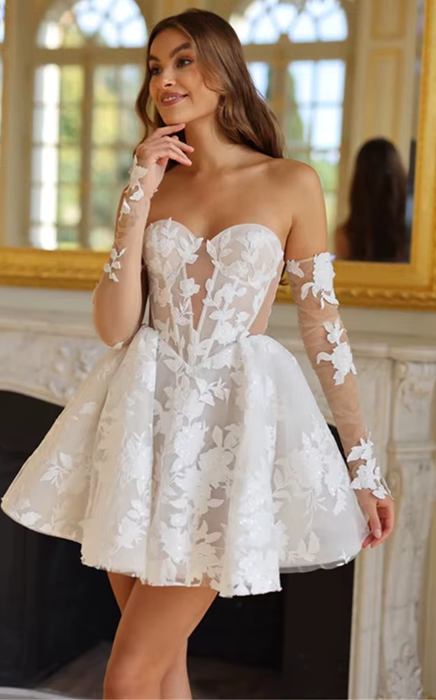 Short Mini Sexy Wedding Reception Dress with Corset Back