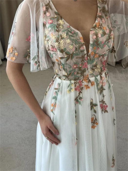 Casual Lightweight Flower Boho Wedding or Ceremony Dress