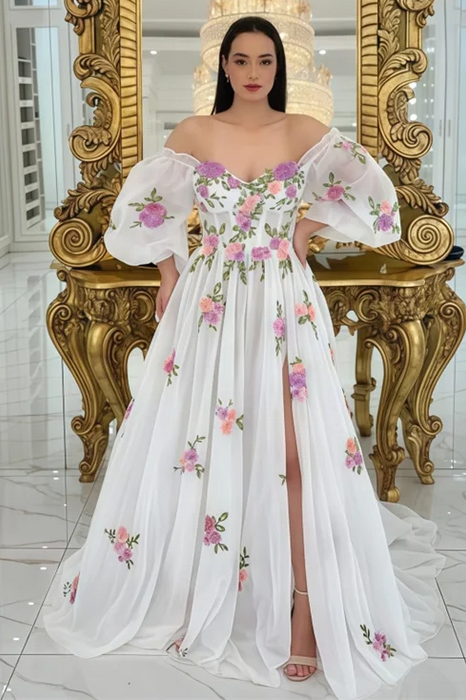 Beautiful Flower Boho Wedding or Ceremony Dress with Corset Back