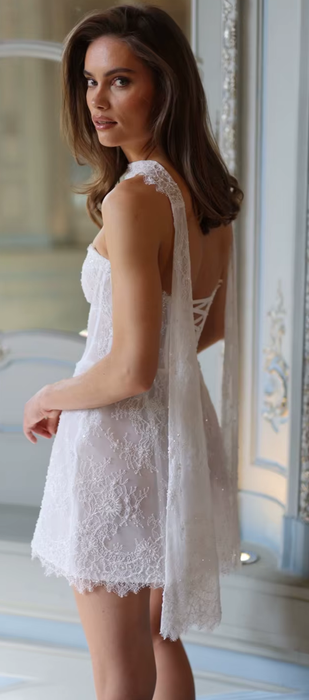 Short Mini Wedding Reception Dress with Unusual Halter Neck
