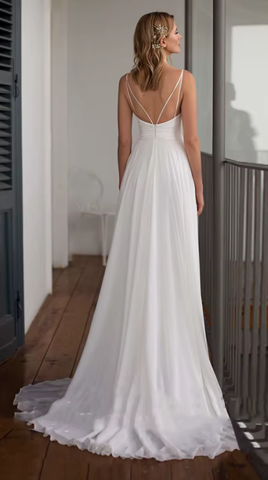 Lightweight Summer Chiffon & Satin Wedding Dress