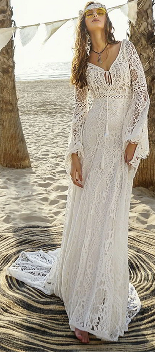 Boho crochet wedding dress best sale