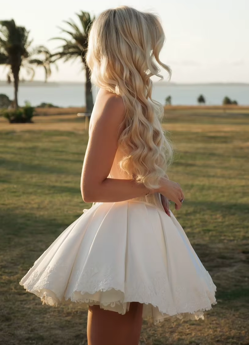 Short Mini Tulle Wedding Reception Dress with Corset Bodice