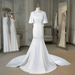 2 in 1 Simple Plain Satin Mermaid Wedding Dress with Detachable Skirt - Lumina Brides