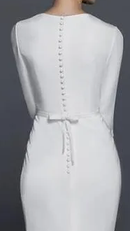Casual Modest Stretch Satin High Neck Wedding or Ceremony Dress