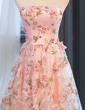 Baby Pink Satin Boho Ceremony Dress with Cherry Blossom Silk Flowers - Lumina Brides