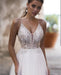 Backless Beach Boho Chiffon Wedding Dress with Beaded Lace - Lumina Brides