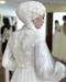 Beautiful Muslim Chiffon Wedding Dress with Floral Lace Hijab & Veil - Lumina Brides