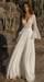 Bohemian White or Ivory Lace & Chiffon Wedding Dress with Open Back - Lumina Brides