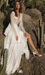 Bohemian White or Ivory Lace & Chiffon Wedding Dress with Open Back - Lumina Brides
