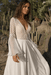 Bohemian White or Ivory Lace & Chiffon Wedding Dress with Open Back - Lumina Brides