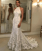 Dark Ivory Halter Neck Backless Mermaid Wedding Dress - Lumina Brides