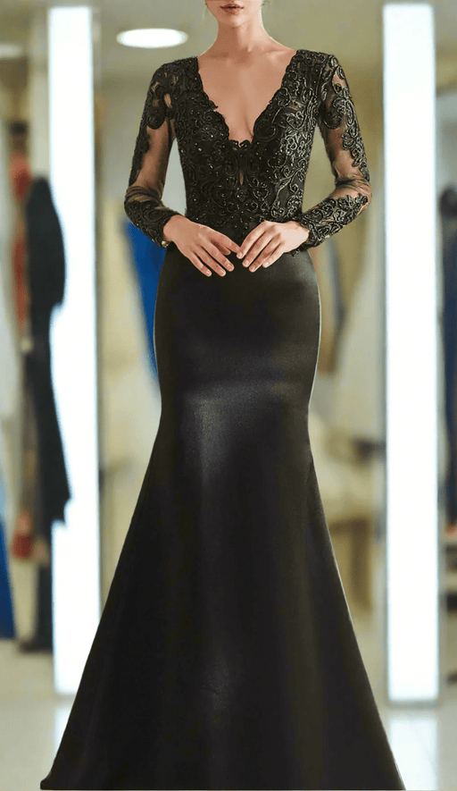 Elegant Black 2 in 1 Mermaid Wedding Dress with Detachable Train/Skirt - Lumina Brides