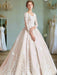 Gorgeous Champagne & Ivory Satin Ball Gown Wedding Dress - Lumina Brides