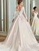 Gorgeous Champagne & Ivory Satin Ball Gown Wedding Dress - Lumina Brides