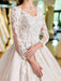 Gorgeous Champagne & Ivory Satin Ball Gown Wedding Dress - Lumina Brides