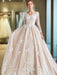 Gorgeous Champagne & Ivory Satin Ball Gown Wedding Dress - Lumina Brides