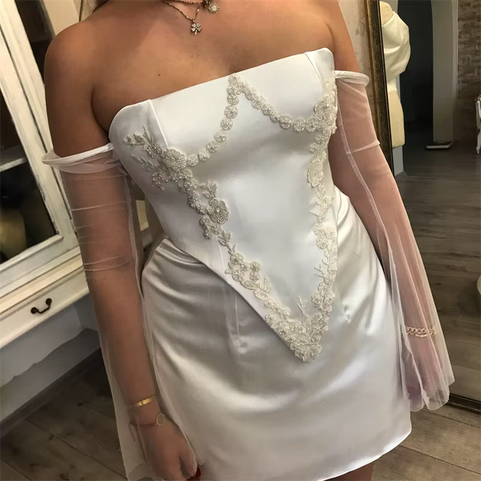 Unusual 2 Piece Top & Mini Skirt Wedding or Reception Outfit