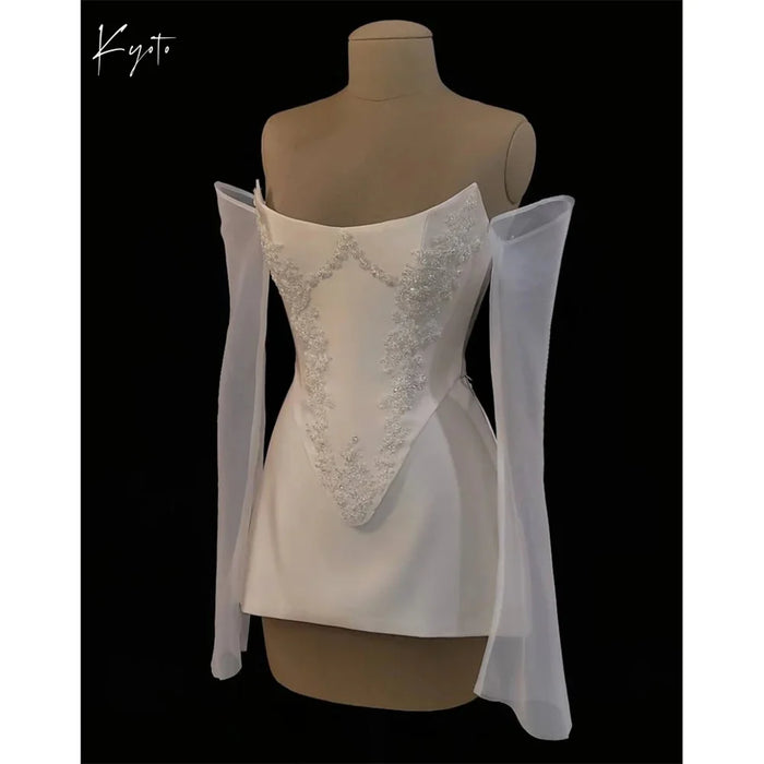 Unusual 2 Piece Top & Mini Skirt Wedding or Reception Outfit
