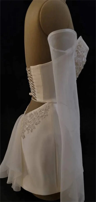Unusual 2 Piece Top & Mini Skirt Wedding or Reception Outfit