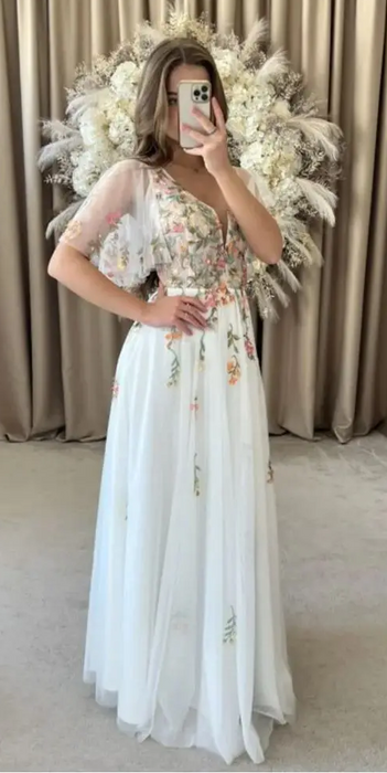Casual Lightweight Flower Boho Wedding or Ceremony Dress