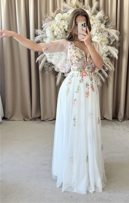 Casual Lightweight Flower Boho Wedding or Ceremony Dress