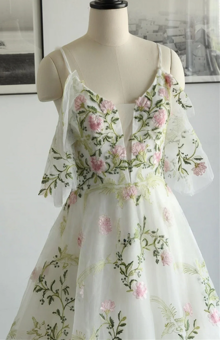 Chiffon Garden Flower Boho Wedding or Ceremony Dress