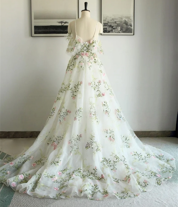 Chiffon Garden Flower Boho Wedding or Ceremony Dress