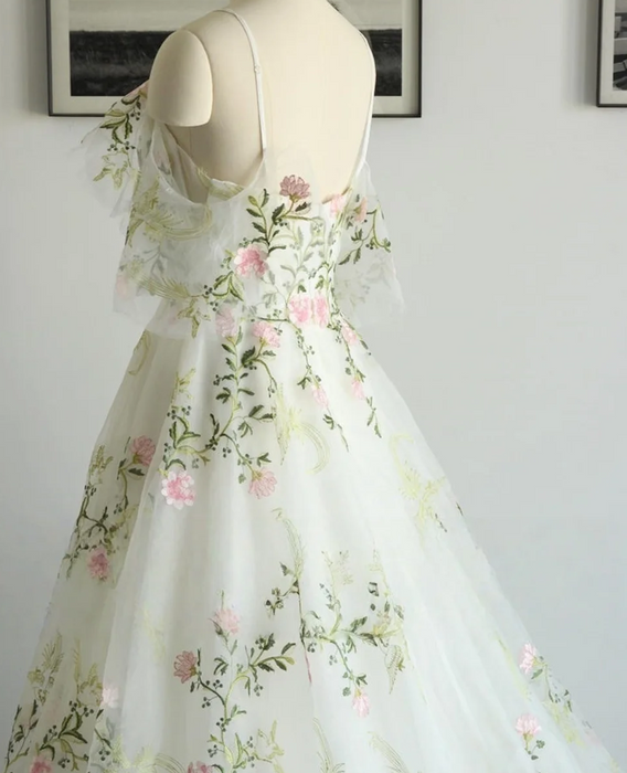 Chiffon Garden Flower Boho Wedding or Ceremony Dress