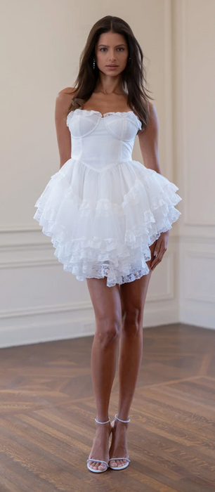 Lightweight White Short Mini Chiffon Wedding or Reception Dress
