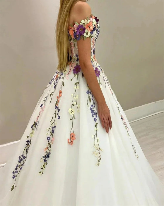 Beautiful Summer Flower Boho A-Line Wedding or Ceremony Dress