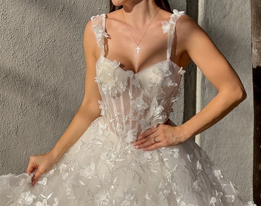 Sexy A-Line Flower Boho Short Mini Wedding or Reception Dress