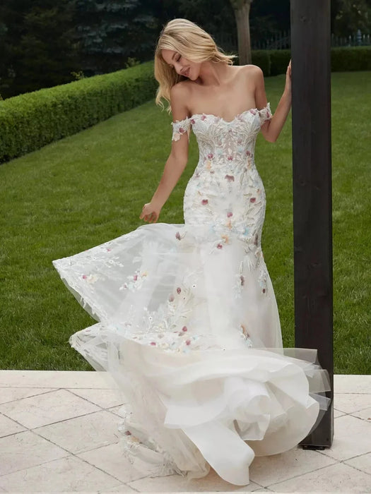 Lightweight Flower Boho Mermaid Style Wedding or Ceremony Dress