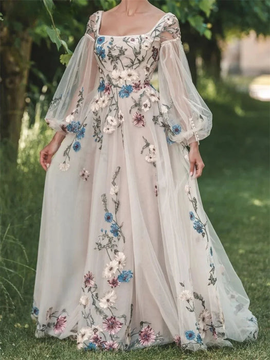 Lovely Chiffon 3D Flower Boho Wedding or Ceremony Dress with Detachable Sleeves