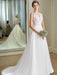 Lightweight Beaded Lace & Chiffon A Line Wedding Dress - Lumina Brides