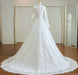 Modest Classic Style Satin Ivory or White Wedding Dress with Lace - Lumina Brides