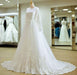 Modest Classic Style Satin Ivory or White Wedding Dress with Lace - Lumina Brides