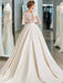 Modest Plain Ivory Cream Satin Ball Gown Wedding Dress with Pockets - Lumina Brides