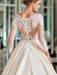 Modest Plain Ivory Cream Satin Ball Gown Wedding Dress with Pockets - Lumina Brides