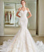 Off Shoulder Mermaid Style Ivory Wedding Dress with Fishtail Train - Lumina Brides