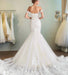 Off Shoulder Mermaid Style Ivory Wedding Dress with Fishtail Train - Lumina Brides