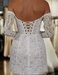 Off Shoulder Short Mini Wedding Dress with Floral Lace & Corset Back - Lumina Brides