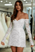 Off Shoulder Short Mini Wedding Dress with Floral Lace & Corset Back - Lumina Brides