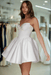 Satin Short Ivory or White Mini Wedding or Ceremony Dress with Corset Back - Lumina Brides