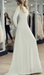 Simple Ivory or White Modest Stretchy Satin Wedding Dress with High Neck - Lumina Brides