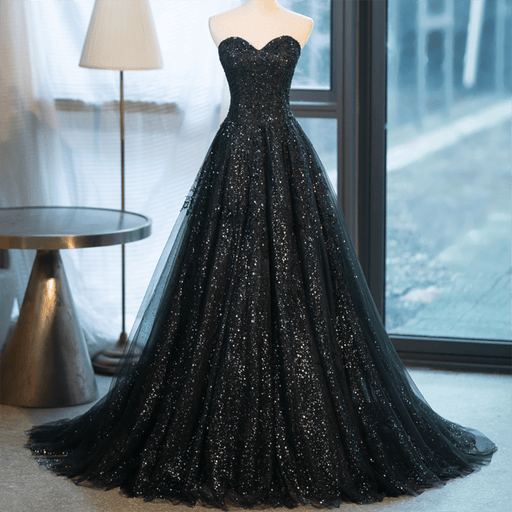 Sparkly Black Deluxe Wedding or Event Dress with Matching Cape - Lumina Brides